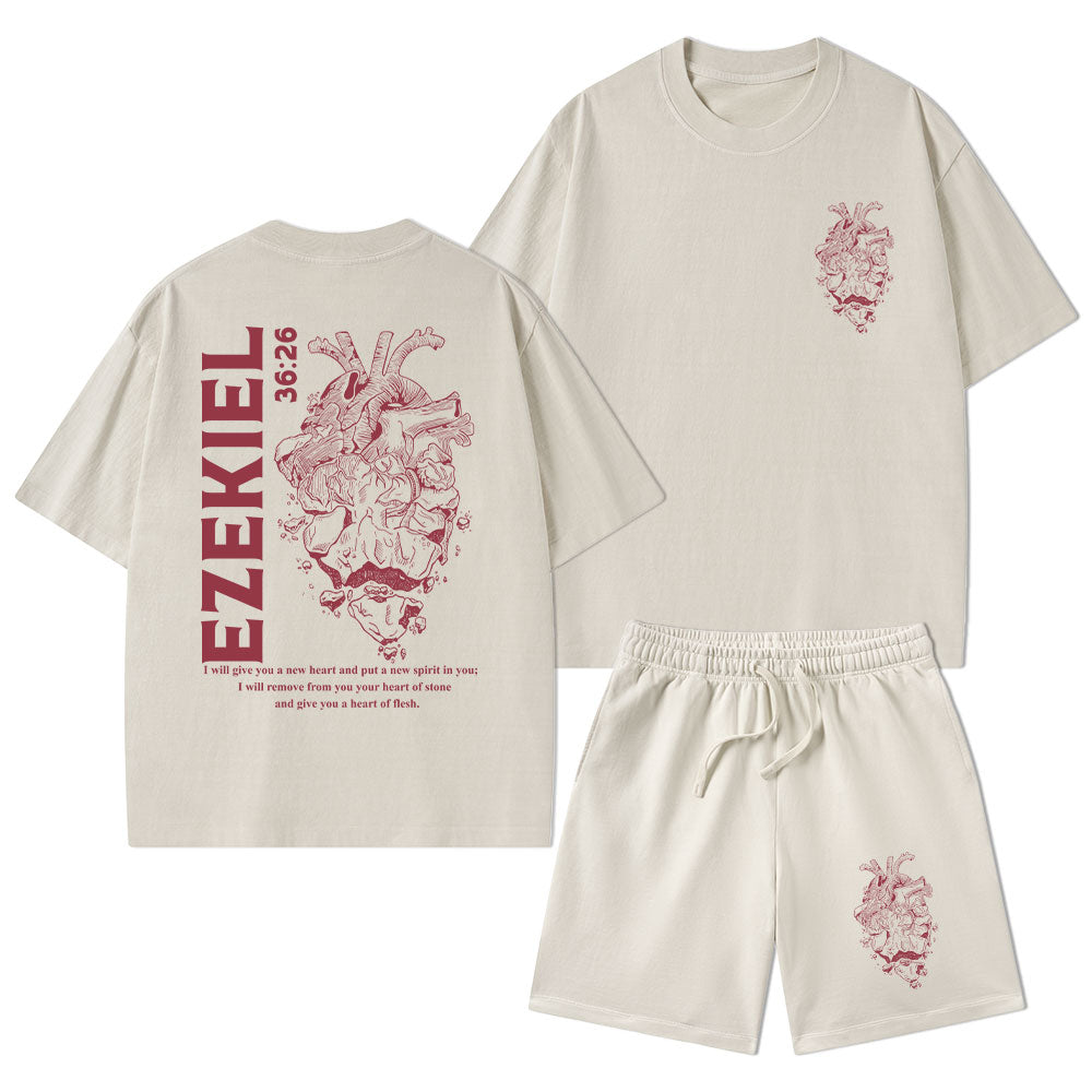 I Will Give You A New Heart And Put A New Christian Washed T-Shirt & Shorts