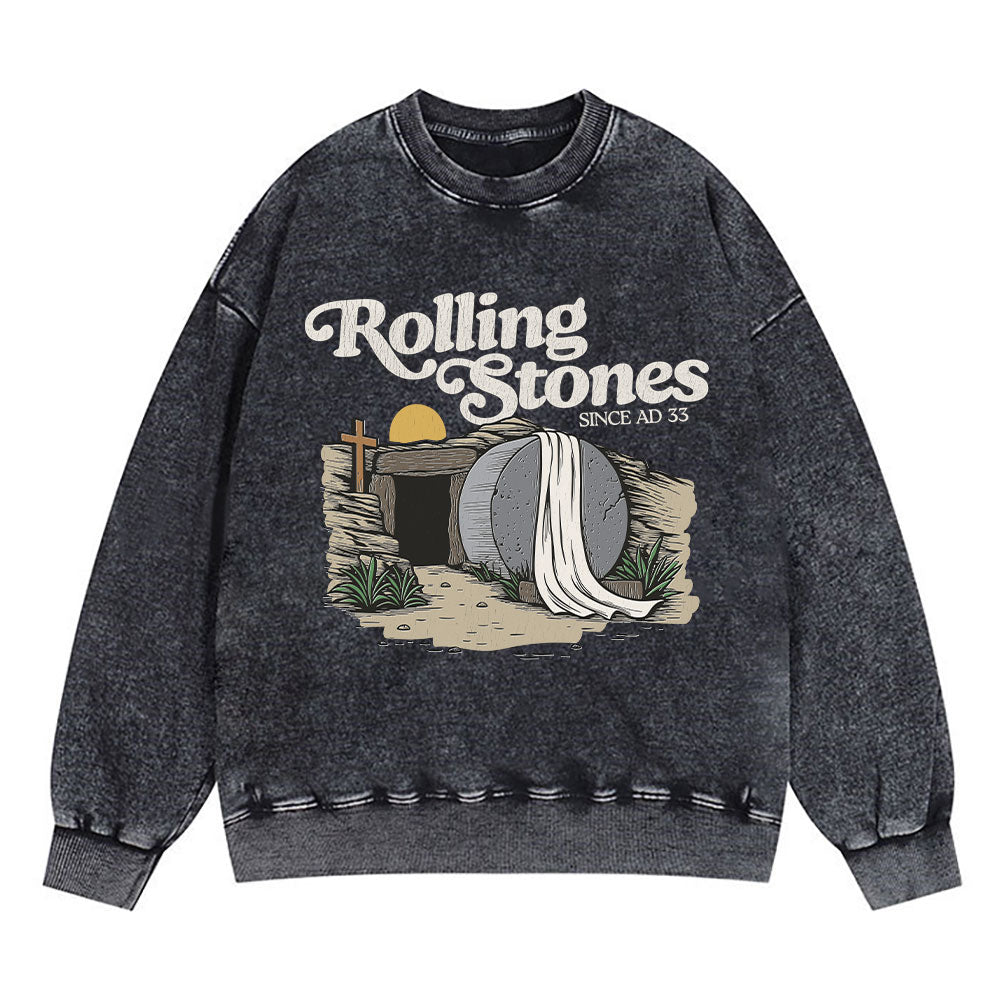 The Stone Was Rolled Away Christian Washed Sweatshirt