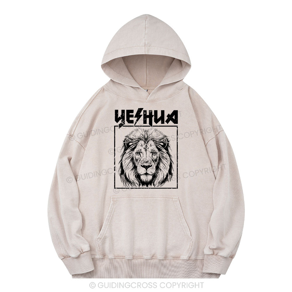 Retro Yeshua Lion Christian Washed Hoodie