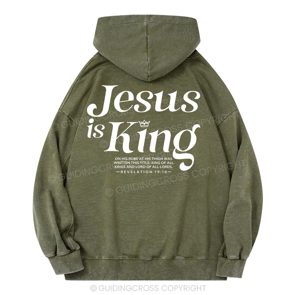 Jesus Is King Christian Washed Hoodie