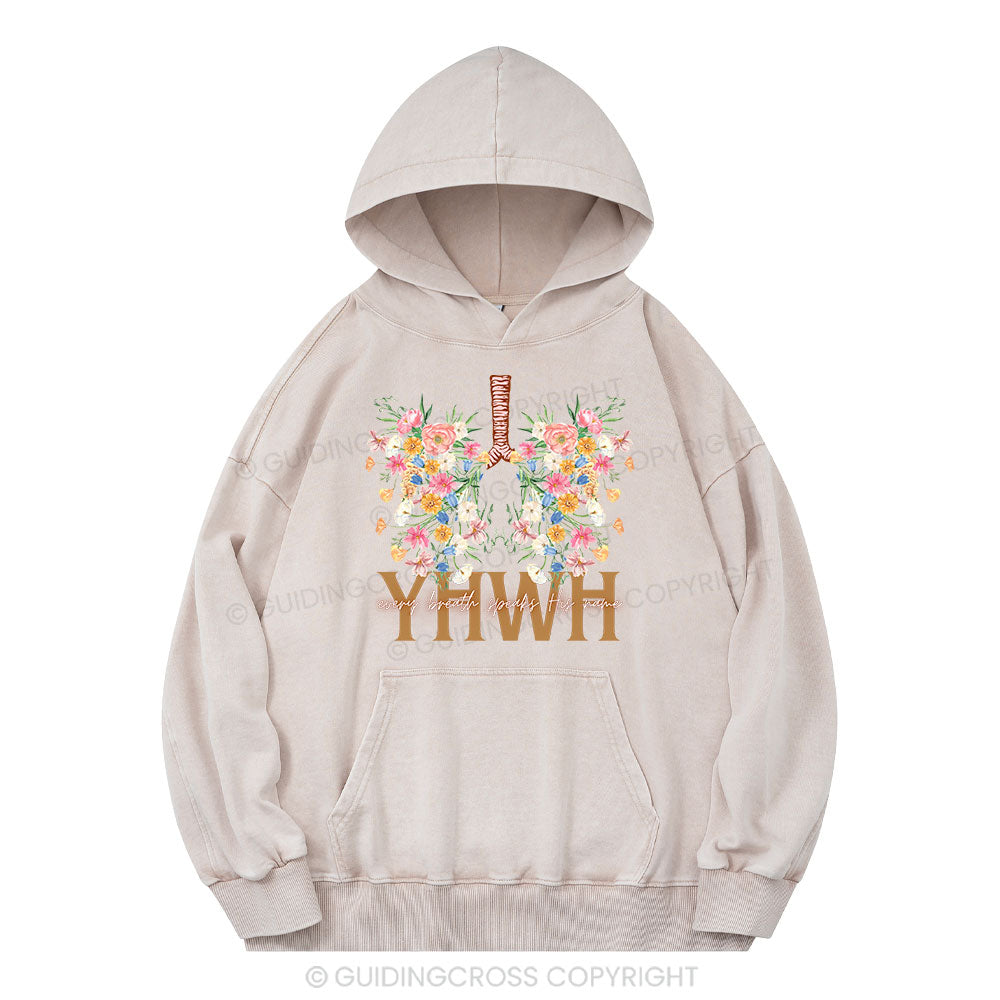 YHWH Floral Christian Washed Hoodie
