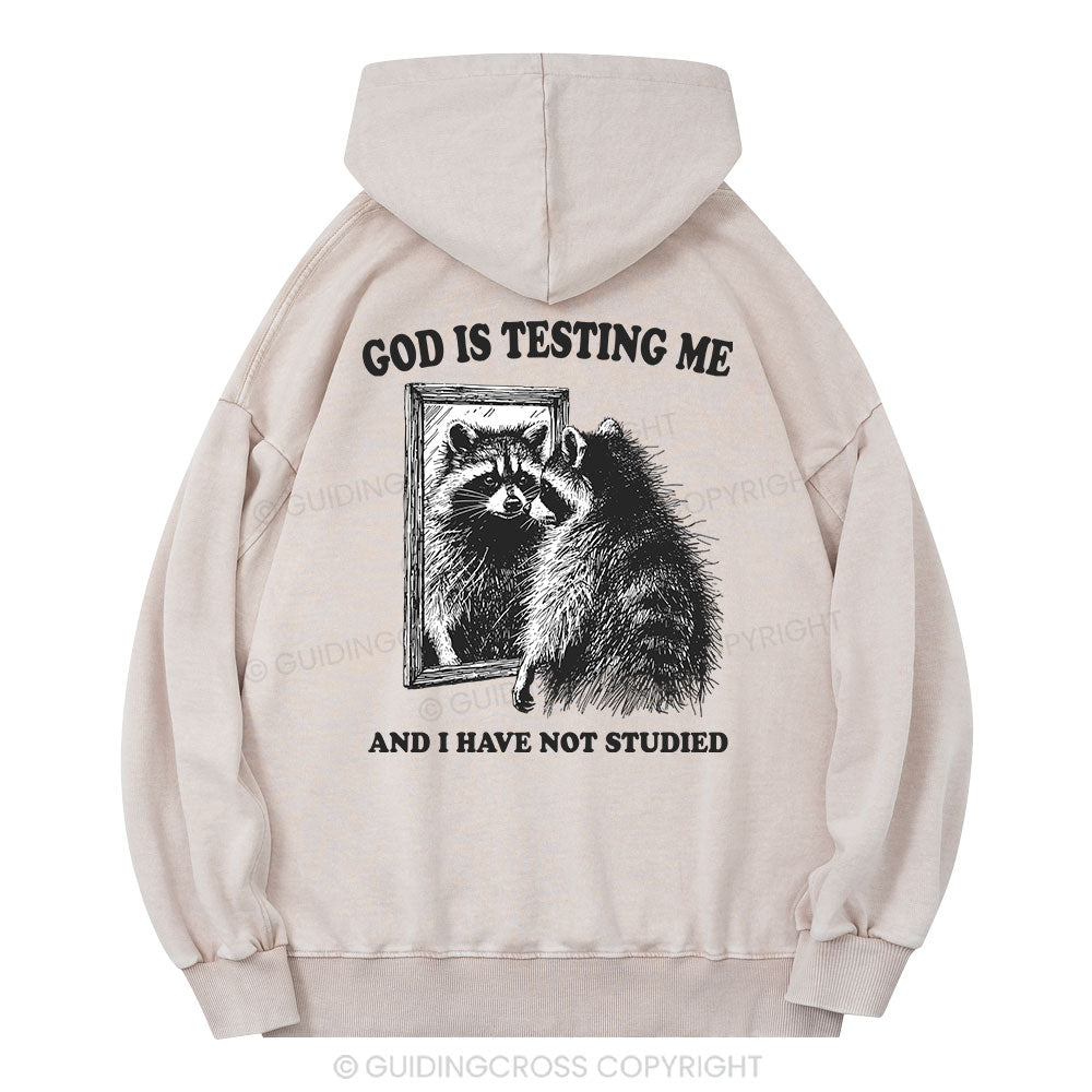 God Is Testing Me And I Have Not Studied Christian Washed Hoodie
