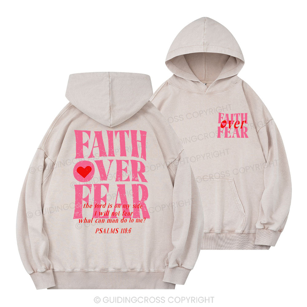 Faith Over Fear Christian Washed Hoodie