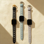 Embroidered Bow Leather Watch Band for Apple Watch