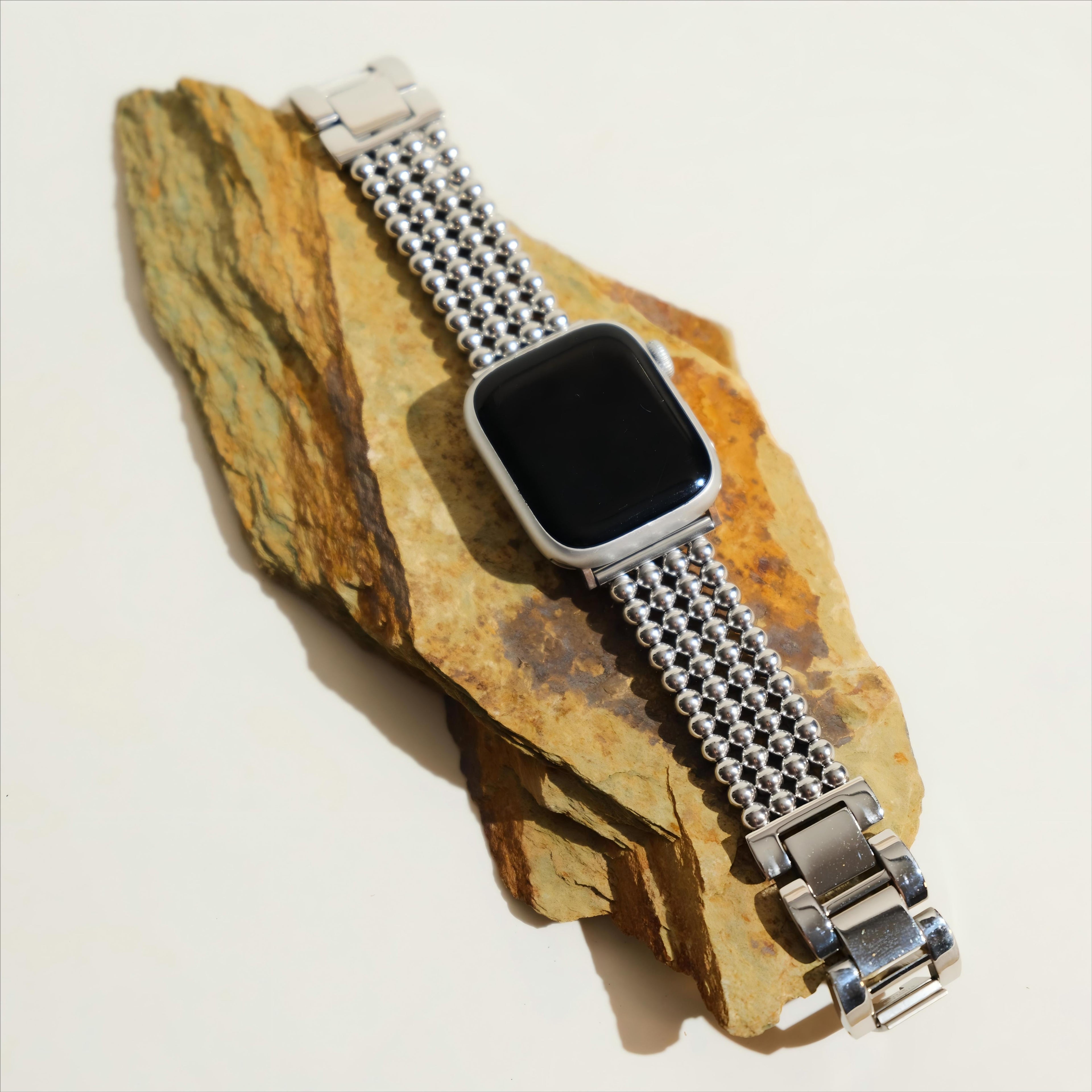Stainless Steel Beaded Watch Band for Apple Watch