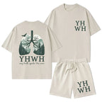 YHWH Nature Lung Christian Washed T-Shirt & Shorts