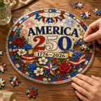 America 250th Anniversary Acrylic Puzzle Hanging Ornament â€?1776â€?026 Patriotic Stained Glass Style Window Decor