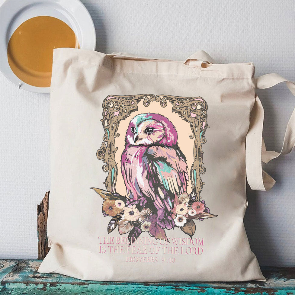 He Beginning Of Wisdom Christian Canvas Tote Bag