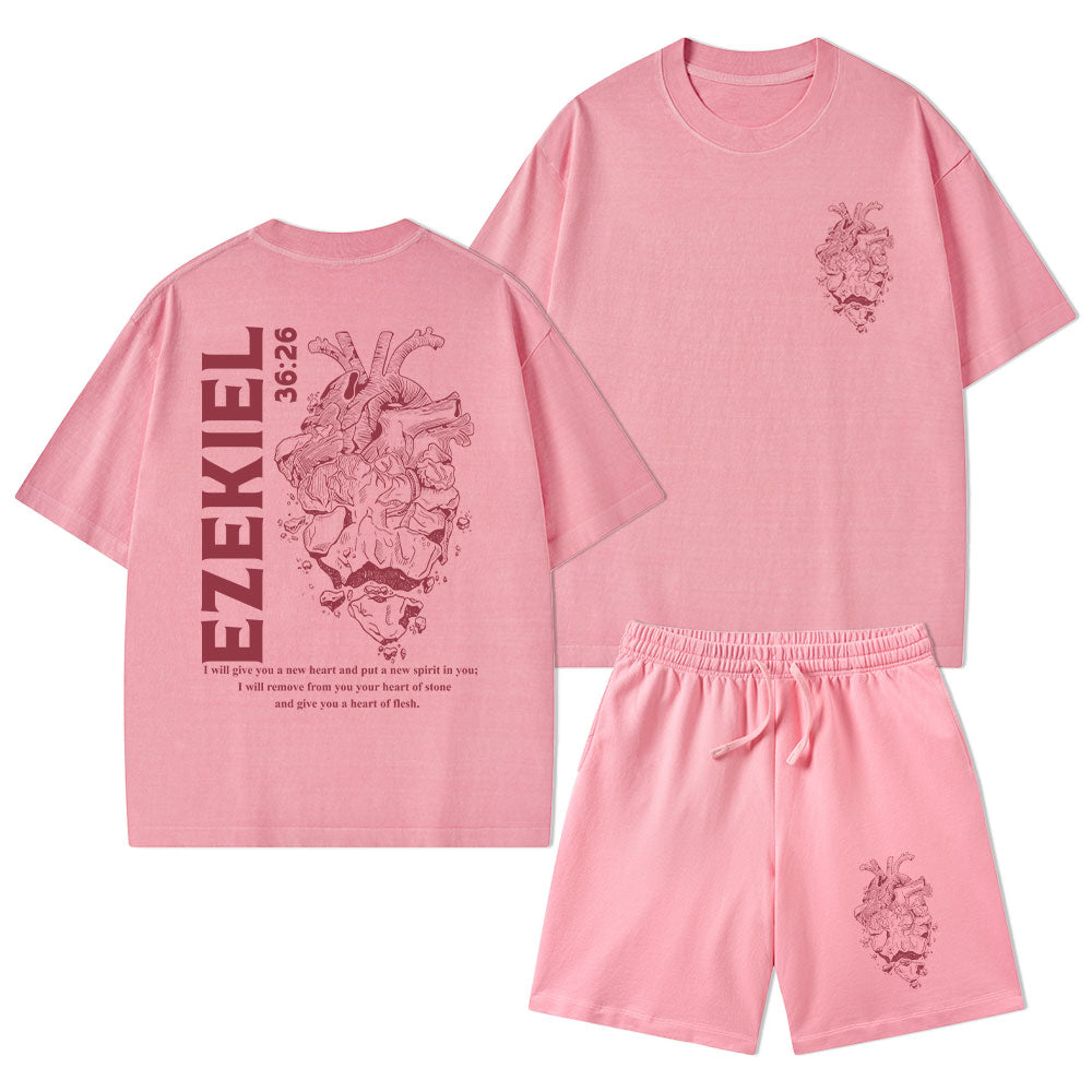 I Will Give You A New Heart And Put A New Christian Washed T-Shirt & Shorts