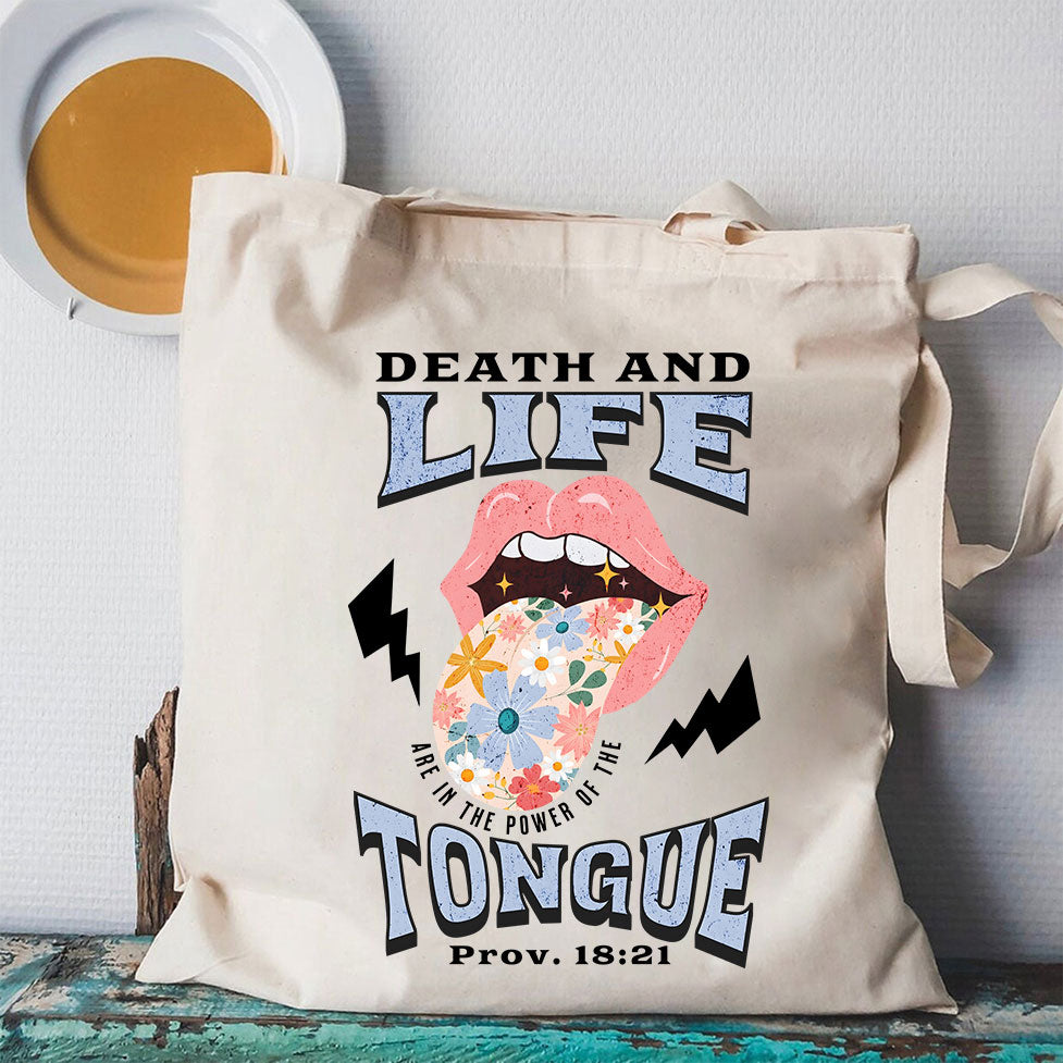 Death And Life Tongue Christian Canvas Tote Bag