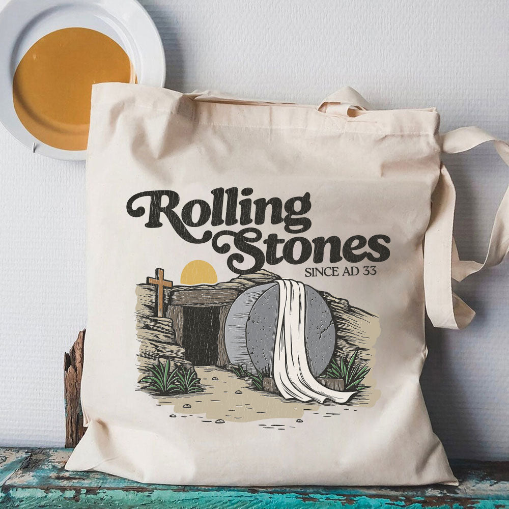 The Stone Was Rolled Away Christian Canvas Tote Bag
