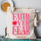 Faith Over Fear Christian Canvas Tote Bag