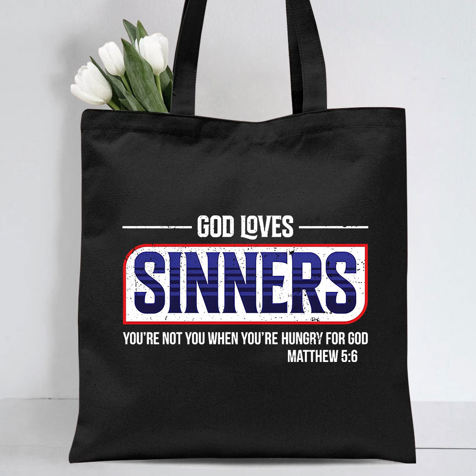 God Loves Sinners Christian Canvas Tote Bag