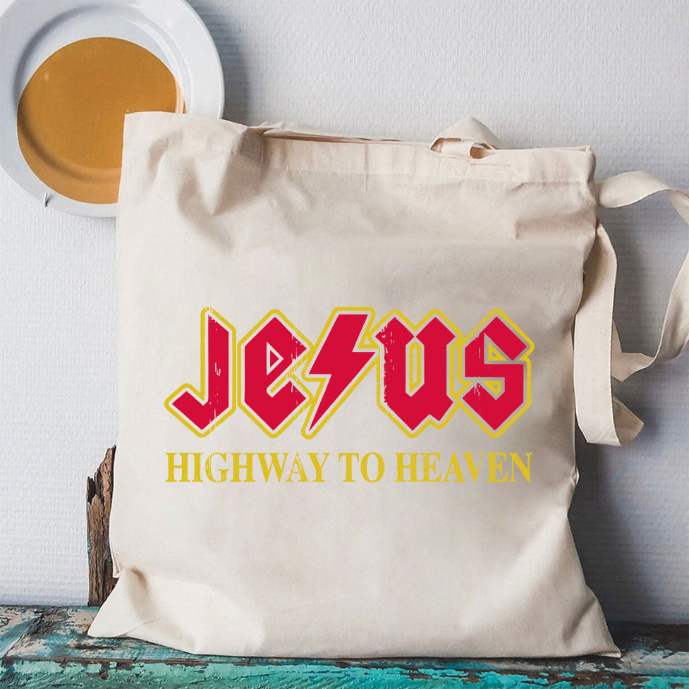 Jesus Highway To Heaven Christian Canvas Tote Bag