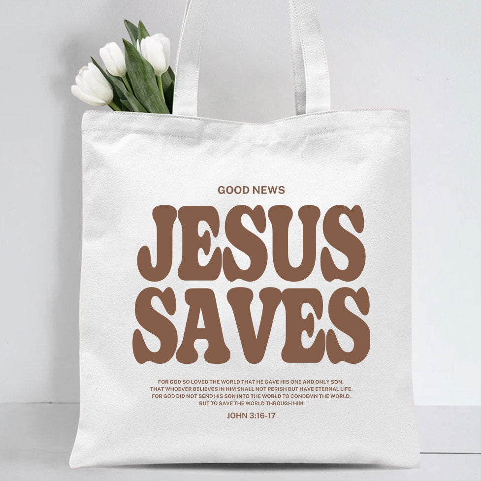 Jesus Saves Christian Canvas Tote Bag