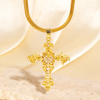 Exquisite Serpent Bone Chain Cross Necklace