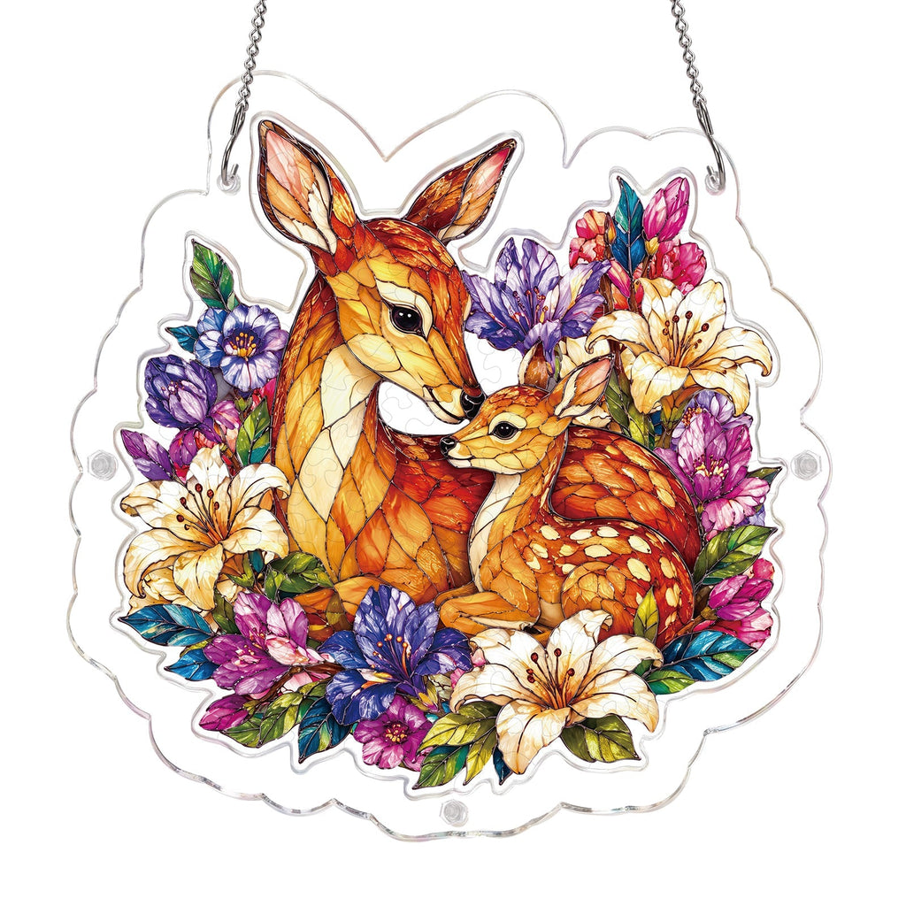 Deer in Bloom Light Suncatcher-Acrylic Window Art