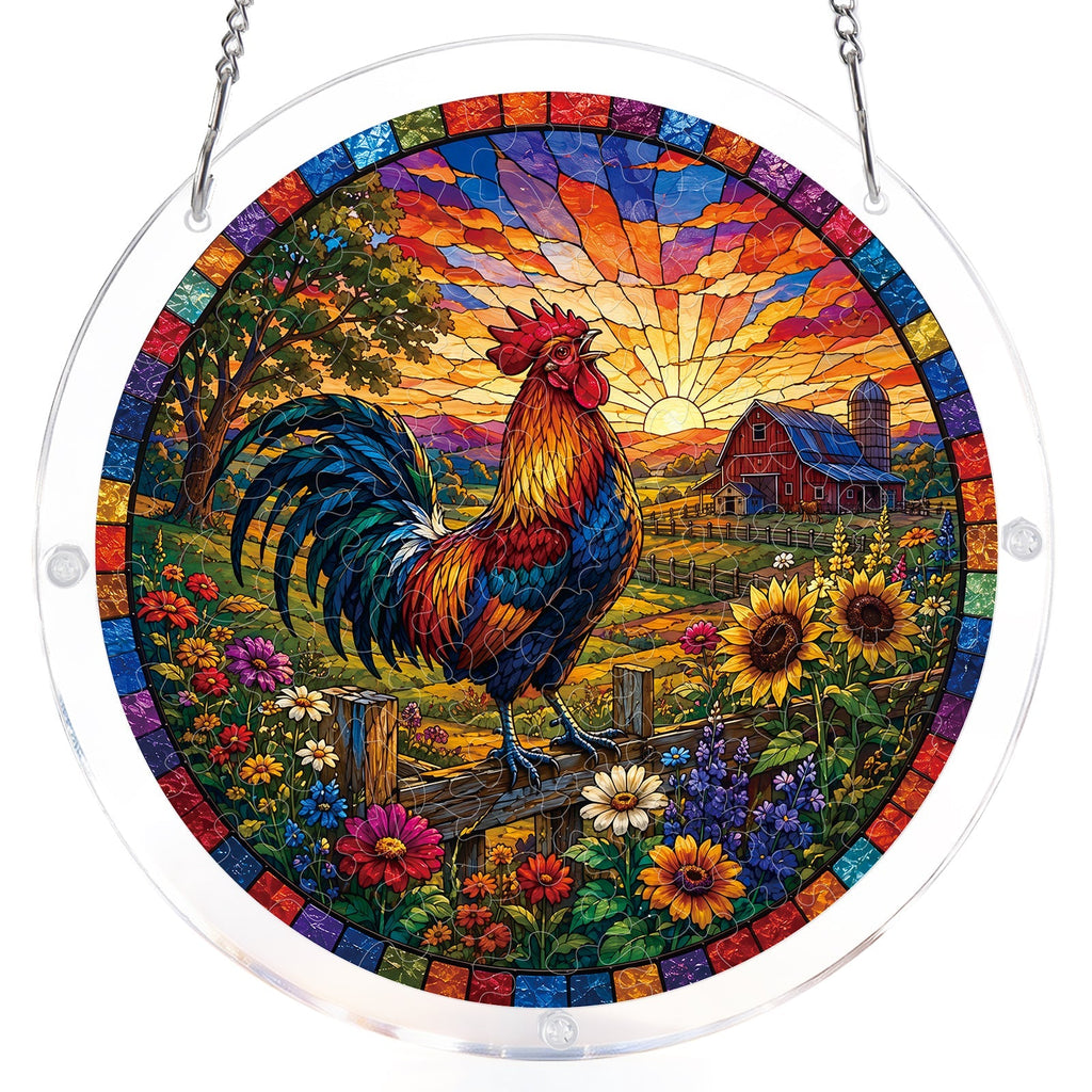 Sunrise Rooster Light Suncatcher-Acrylic Window Art