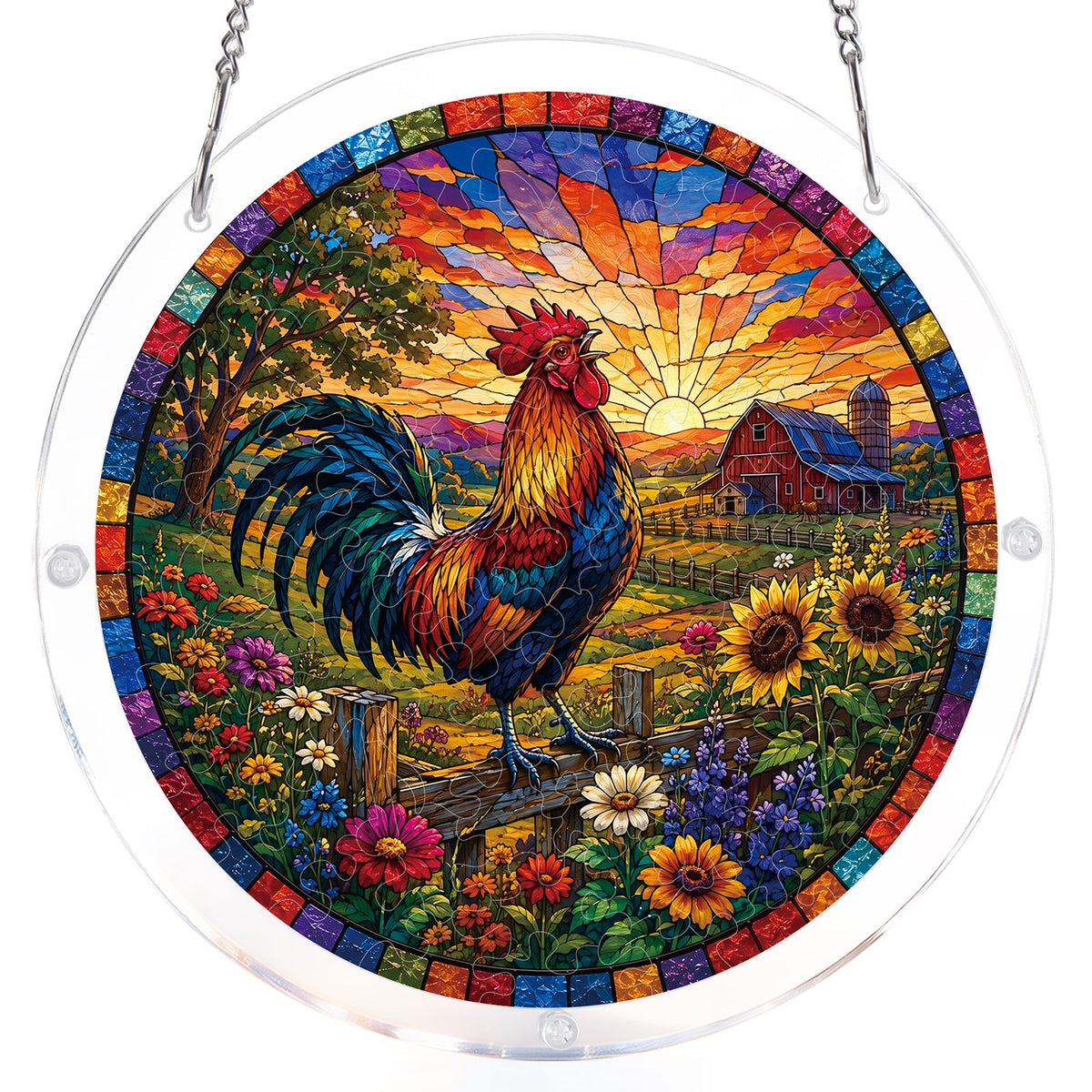 Sunrise Rooster Light Suncatcher-Acrylic Window Art