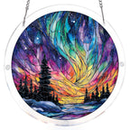 Snowy Aurora Night Light Suncatcher-Acrylic Window Art