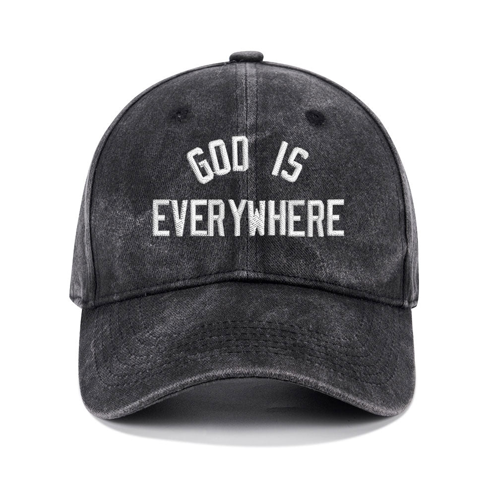 God Is Everywhere Christian Washed Hat