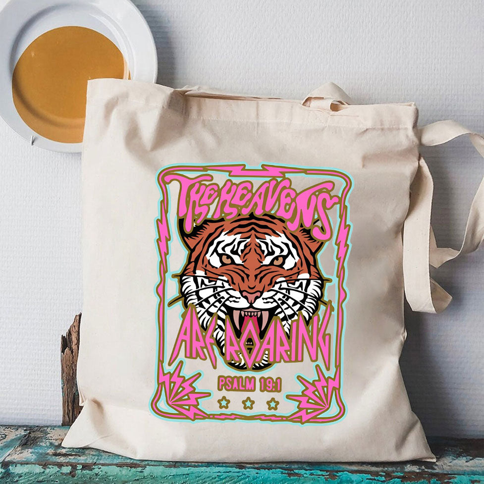 The Heavens Are Roaring Christian Canvas Tote Bag