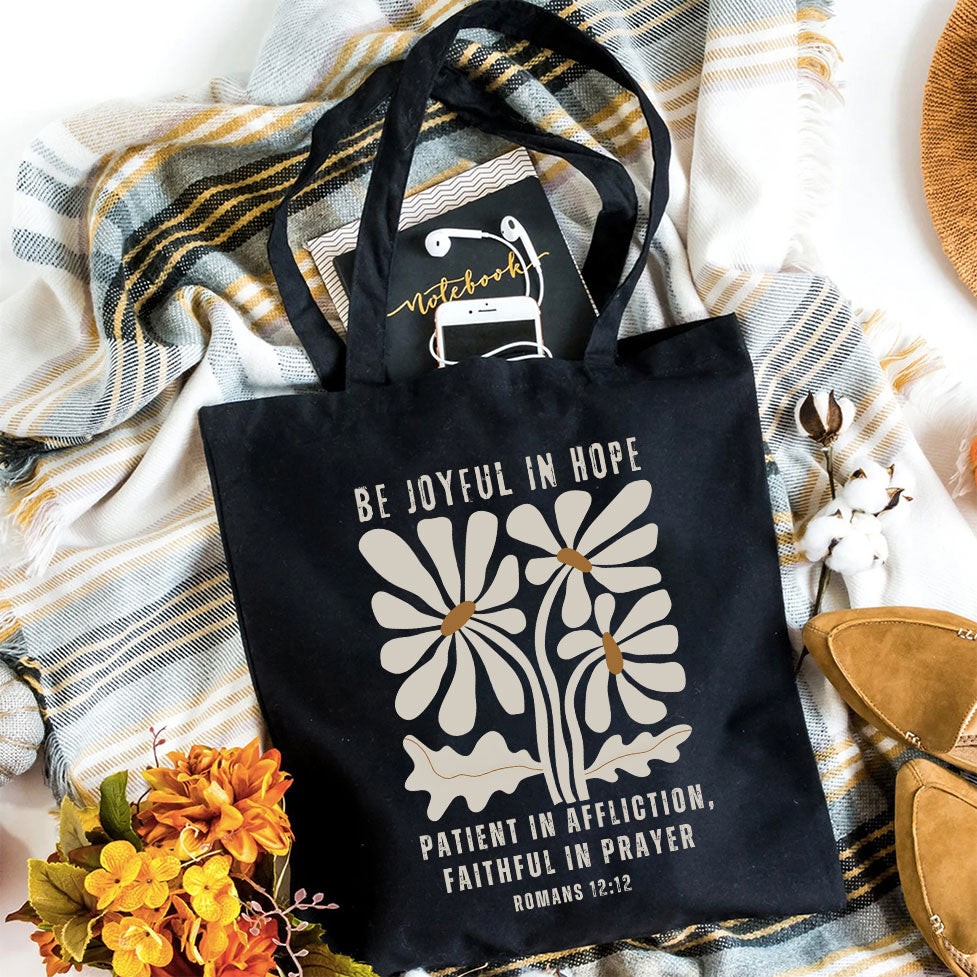 Be Joyful In Hope Christian Canvas Tote Bag