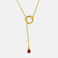 Sacred Blood Teardrop Faith Lariat Necklace
