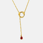 Sacred Blood Teardrop Faith Lariat Necklace