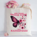God Turns Broken Pieces Into Masterpieces Christian Canvas Tote Bag