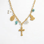 Christian Multi-Charm Faith Layered Stainless Steel Necklace