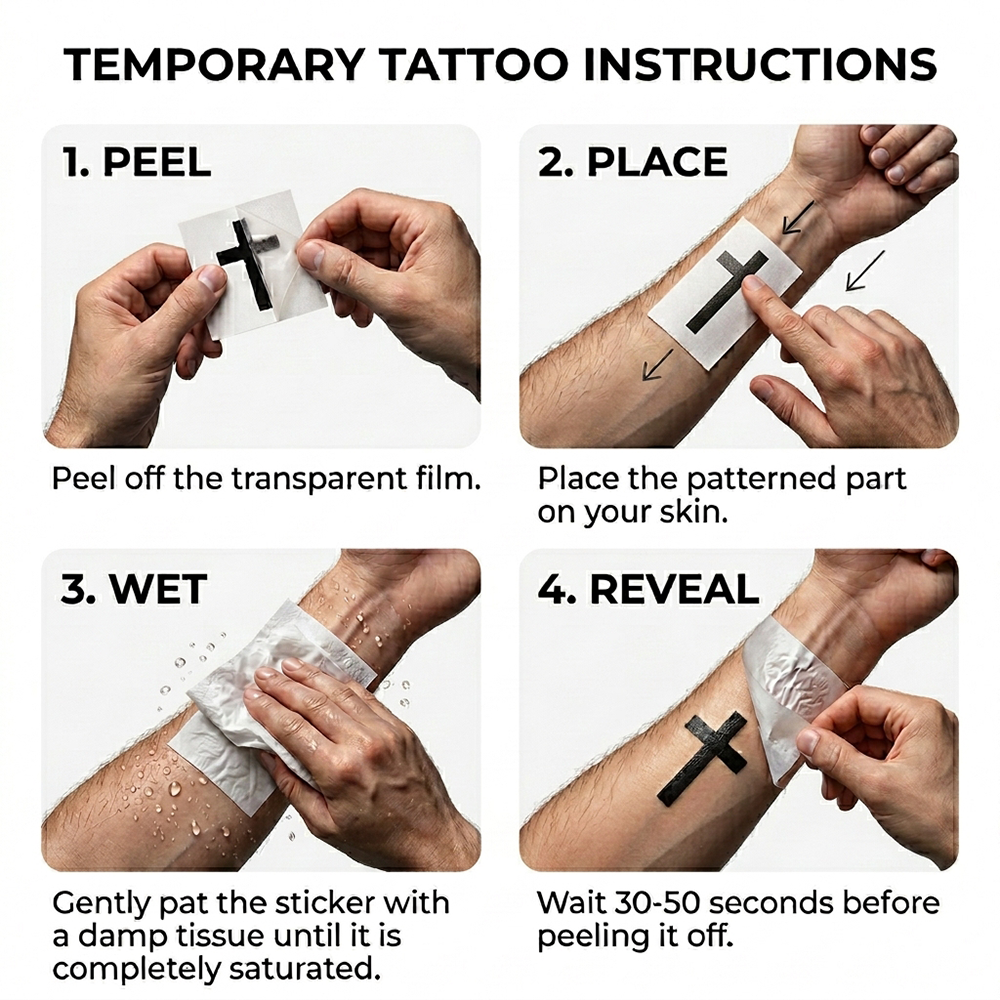 Simple Cross 12pcs Christian Temporary Tattoos
