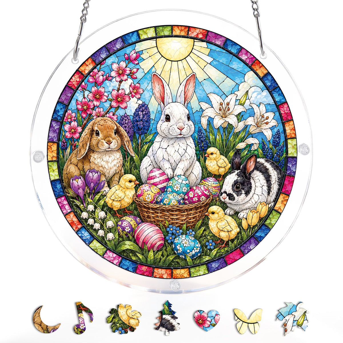 Spring Bunny Garden Light Suncatcher-Acrylic Window Art