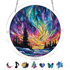 Snowy Aurora Night Light Suncatcher-Acrylic Window Art
