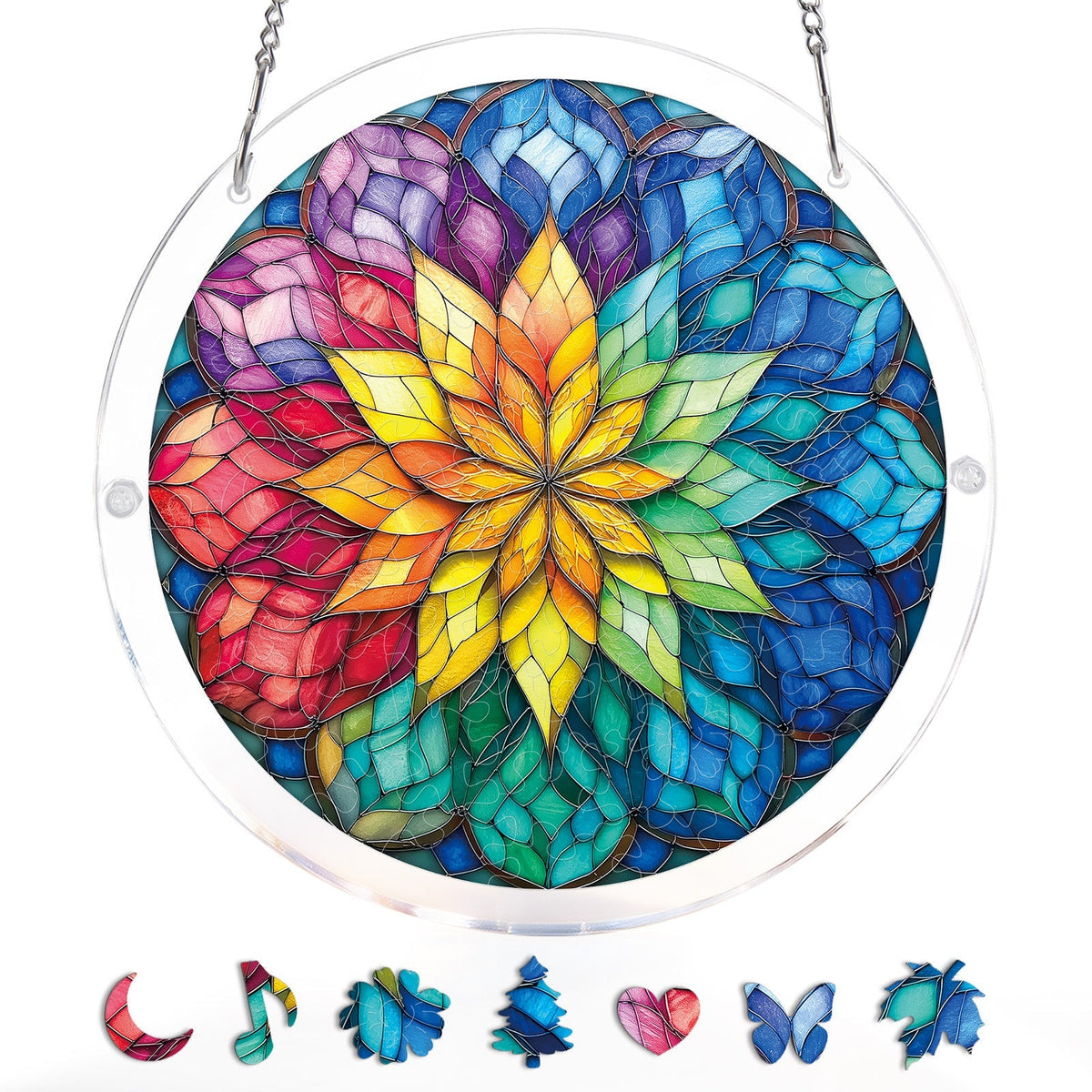 Radiant Flower Wheel Light Suncatcher-Acrylic Window Art