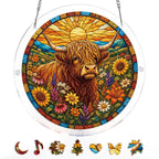Blooming Highland Cow Light Suncatcher-Acrylic Window Art