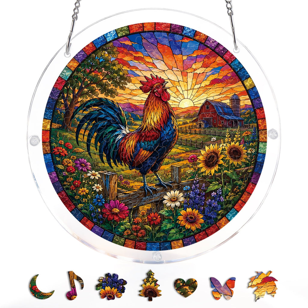 Sunrise Rooster Light Suncatcher-Acrylic Window Art