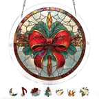 Christmas Bow Light Suncatcher-Acrylic Window Art