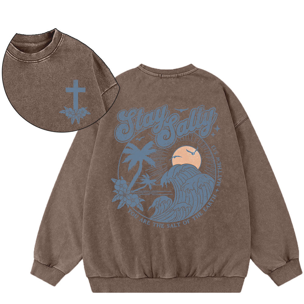 Stay Salty Christian Washed Sweatshirt