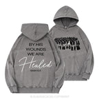 By His Wounds Christian Washed Hoodie