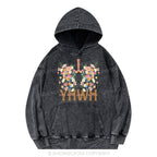 YHWH Floral Christian Washed Hoodie