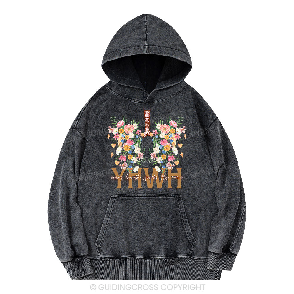 YHWH Floral Christian Washed Hoodie