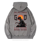 She Who Kneels Before God Christian Washed Hoodie