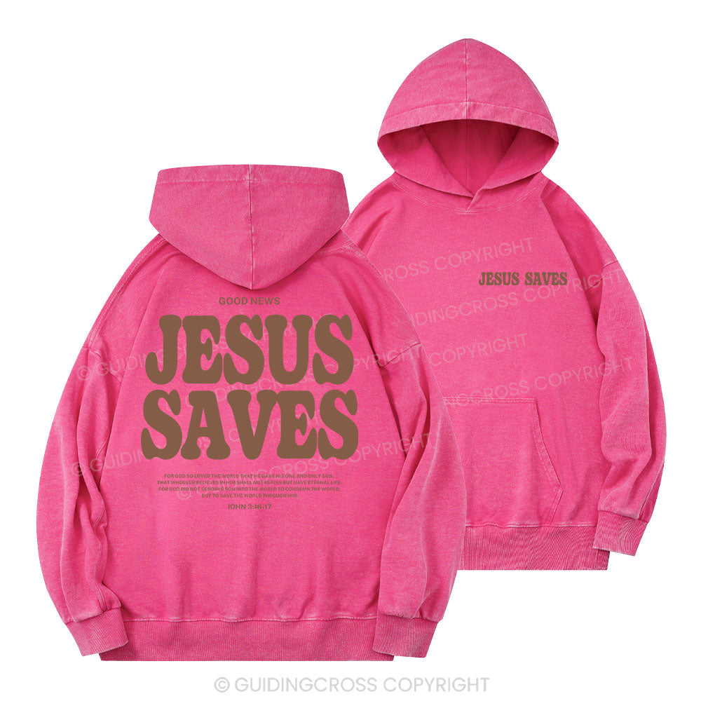 Jesus Saves Christian Washed Hoodie