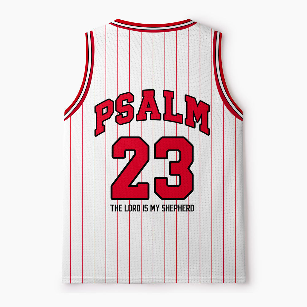Psalm 23 White Stripes Christian Mesh Jersey Tank Top