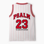 Psalm 23 White Stripes Christian Mesh Jersey Tank Top