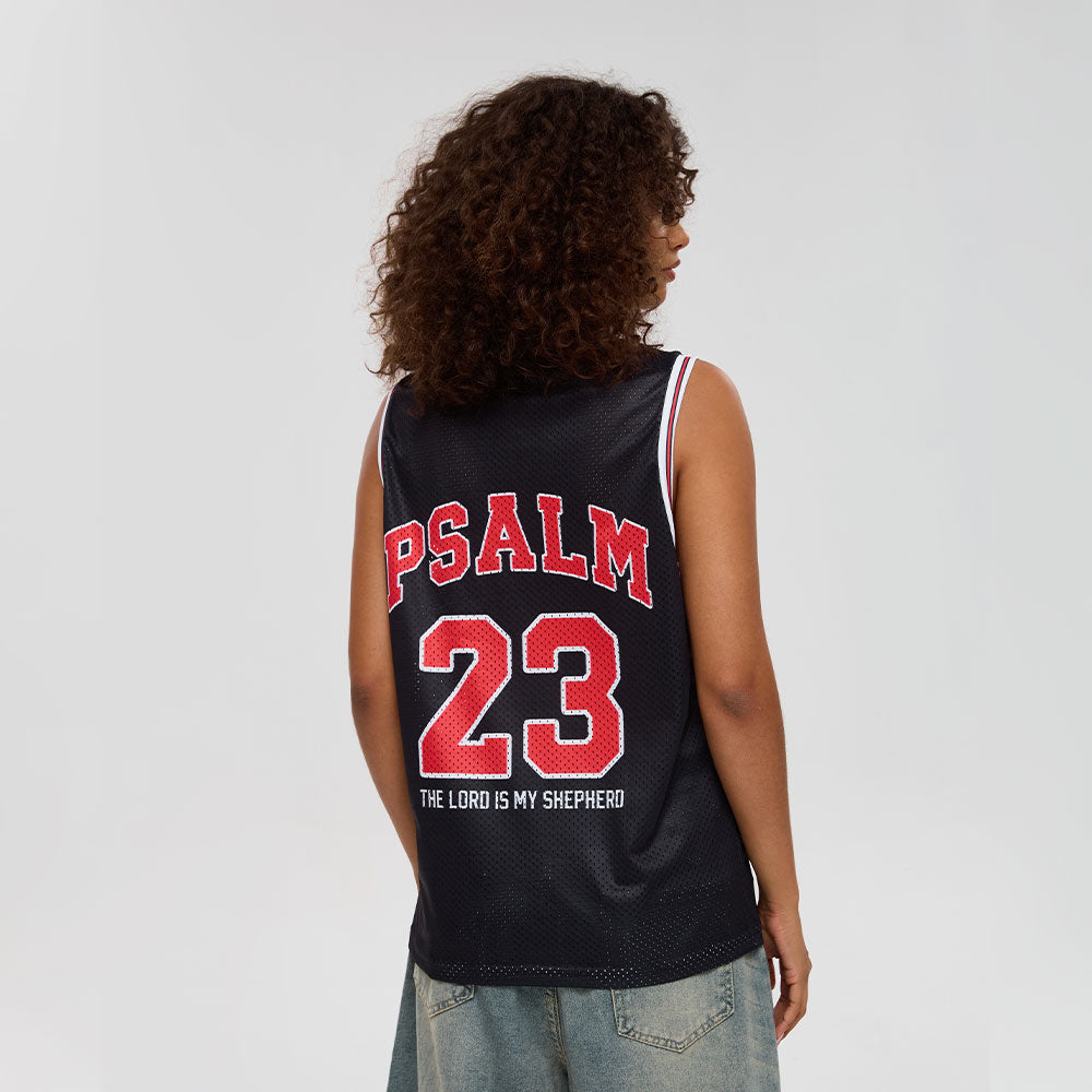 Psalm 23 Black Christian Mesh Jersey Tank Top