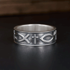 Jesus Fish Christian Sterling Silver Band Ring