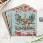 No Weapon Christian Wooden Printed Coasters