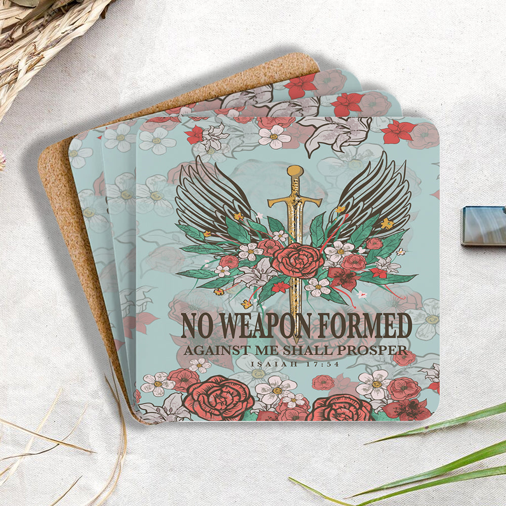 No Weapon Christian Wooden Printed Coasters